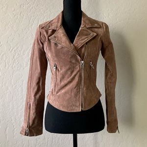 BLANK NYC Next Level Suede Moto Jacket in Coffee Bean / Size Extra Small
